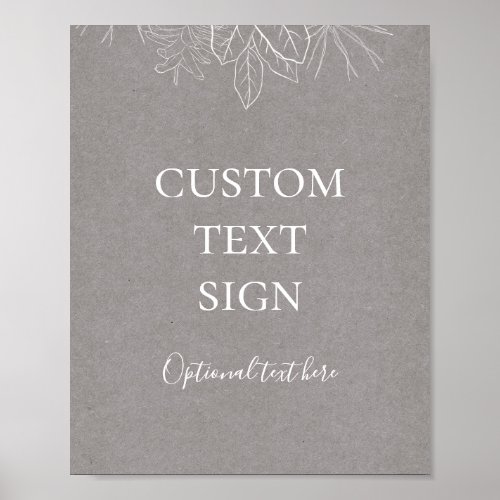 Rustic Winter  Grey Cards and Gifts Custom Sign