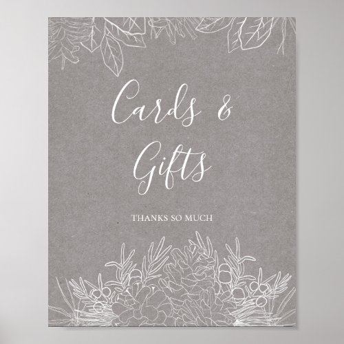 Rustic Winter  Grey Cards and Gifts Sign