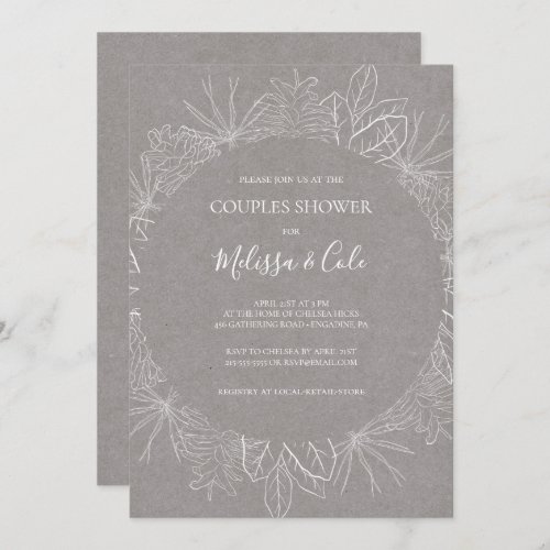 Rustic Winter  Grey Couples Shower Invitation