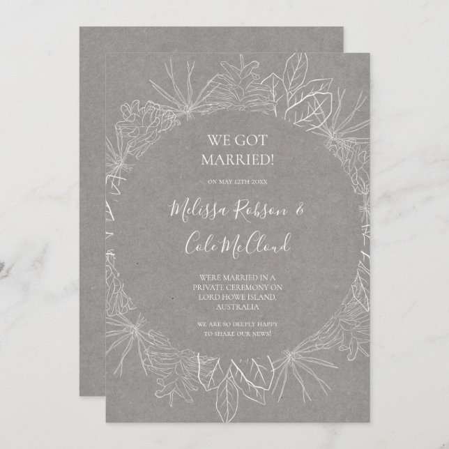 Rustic Winter | Grey Elopement Announcement (Front/Back)
