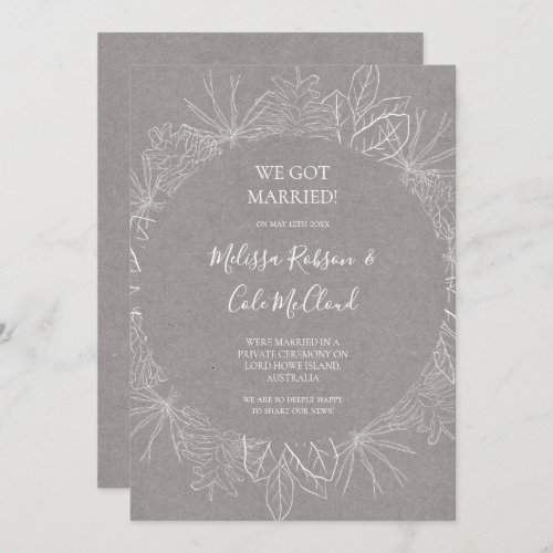 Rustic Winter  Grey Elopement Announcement