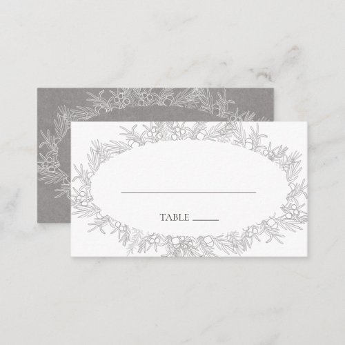 Rustic Winter  Grey Flat Wedding Place Card