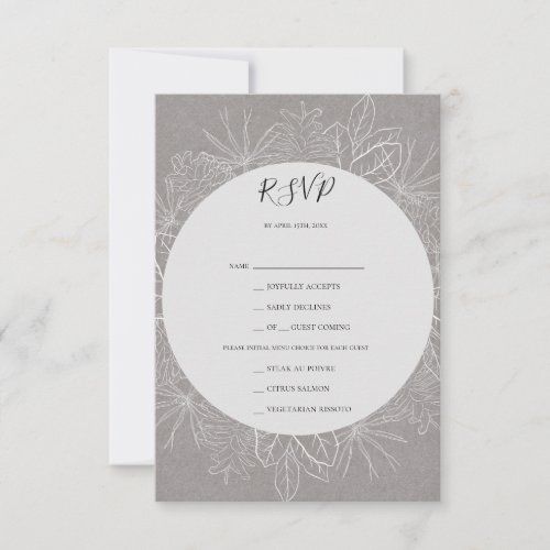 Rustic Winter  Grey Menu Choice RSVP Card