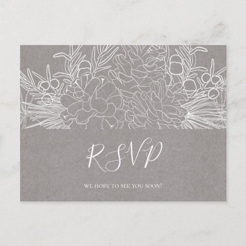 Rustic Winter  Grey Song Request RSVP Postcard