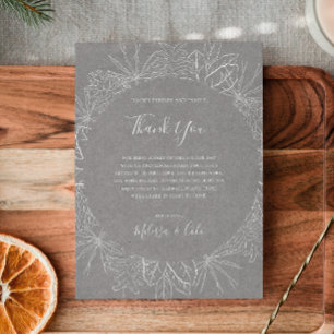 Rustic Winter Grey Thank You Reception Card