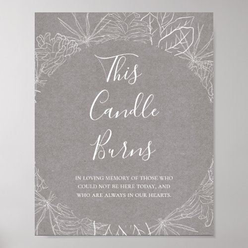 Rustic Winter  Grey This Candle Burns Wedding Poster