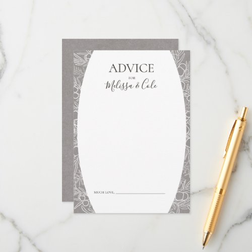 Rustic Winter  Grey Wedding Advice Card