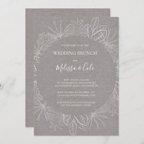 Rustic Winter  Grey Wedding Brunch Invitation