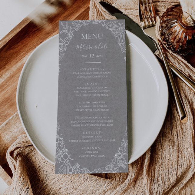 Rustic Winter | Grey Wedding Dinner Menu (Creator Uploaded)