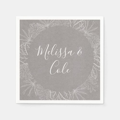 Rustic Winter  Grey Wedding Napkins