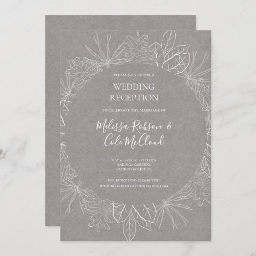 Rustic Winter  Grey Wedding Reception Invitation