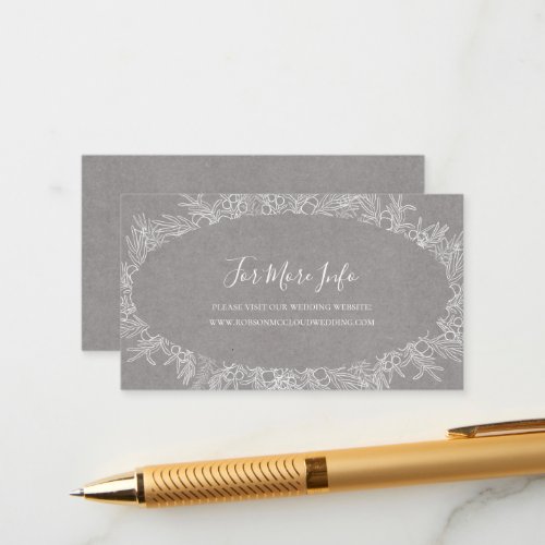 Rustic Winter  Grey Wedding Website Enclosure Card