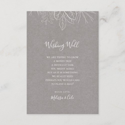 Rustic Winter  Grey Wedding Wishing Well Card