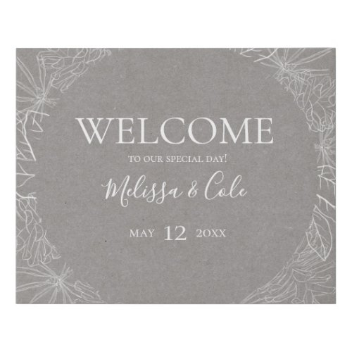 Rustic Winter  Grey Welcome Faux Canvas Print