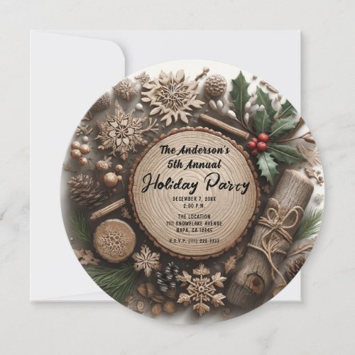 Rustic Winter Holiday Country Christmas Party Invitation