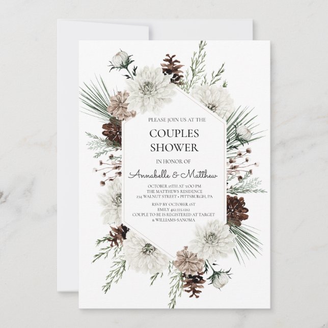 Rustic Winter Holiday Couples  Shower  Invitation (Front)