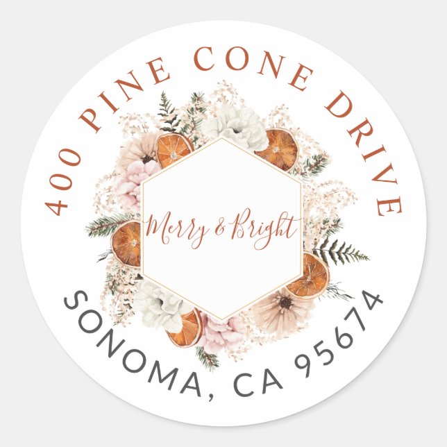 Rustic Winter Holiday Party  Classic Round Sticker (Front)