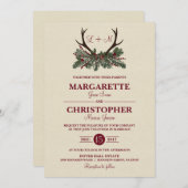 Rustic Winter Holiday Pine Wedding Invitation (Front/Back)