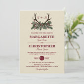 Rustic Winter Holiday Pine Wedding Invitation (Standing Front)