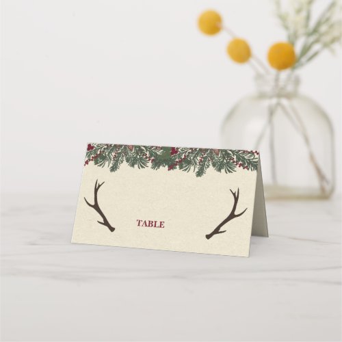 Rustic Winter Holiday Pine Wedding Place Cards