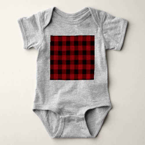 rustic winter holiday red black buffalo plaid baby bodysuit
