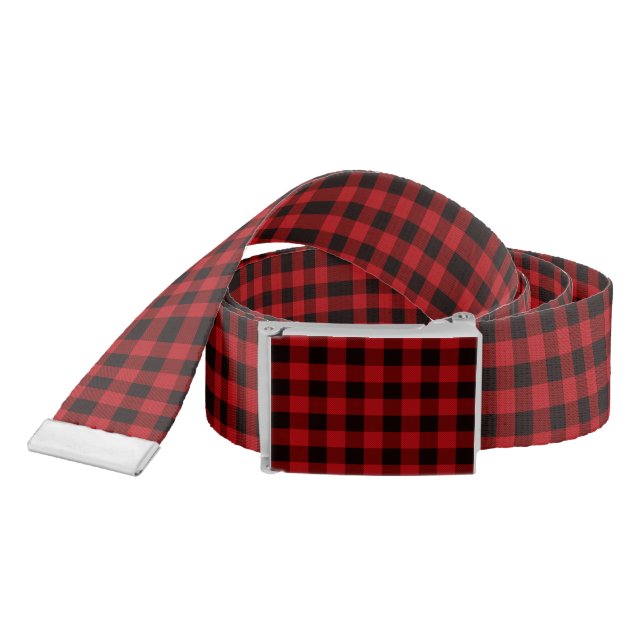 rustic winter holiday red black buffalo plaid belt (Snake)