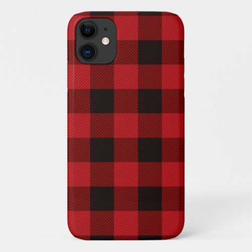 rustic winter holiday red black buffalo plaid iPhone 11 case