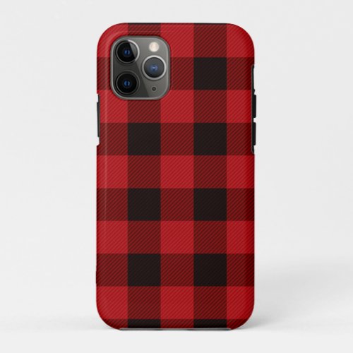 rustic winter holiday red black buffalo plaid iPhone 11 pro case