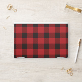 rustic winter holiday red black buffalo plaid HP laptop skin