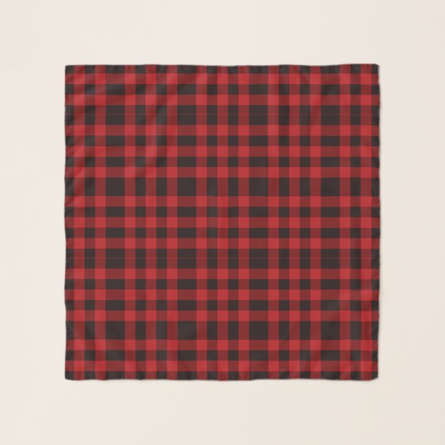 rustic winter holiday red black buffalo plaid scarf (Front)