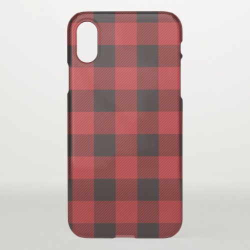 rustic winter holiday red black buffalo plaid iPhone XS case