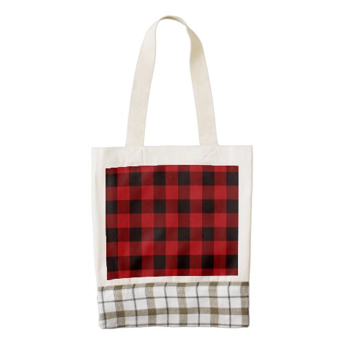 rustic winter holiday red black buffalo plaid zazzle HEART tote bag