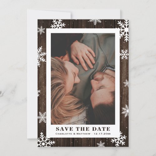 Rustic Winter Holiday Save The Date Photo Cards