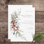 Rustic Winter Holly Berries & Snow Wedding Invitation<br><div class="desc">Introducing our enchanting winter wedding invitation, a masterpiece of simplicity and elegance. Against a plain white background, delicate sprigs of watercolor holly and berries, intertwined with pine and dotted with soft snow, create a scene that beautifully captures the spirit of the season. This design invites your guests to a celebration...</div>