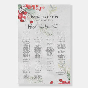 Rustic Winter Holly & Pine Wedding Seating Chart Foam Board
