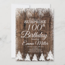 Rustic Winter invite, 100th Birthday Party