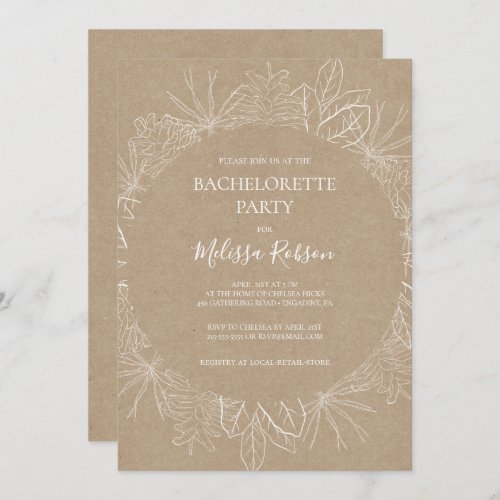 Rustic Winter  Kraft Bachelorette Party Invitation