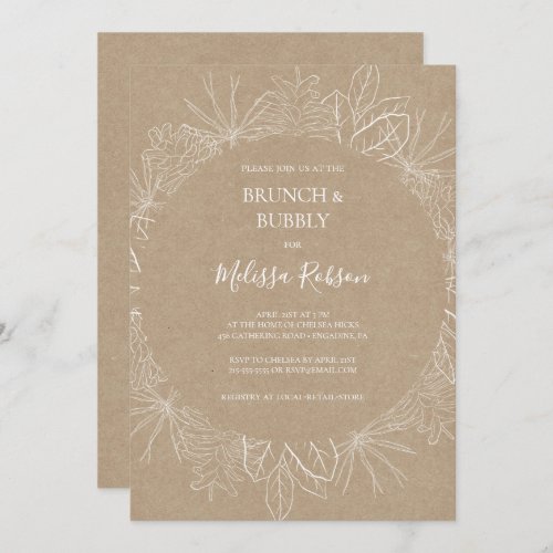 Rustic Winter  Kraft Brunch and Bubbly Shower Invitation