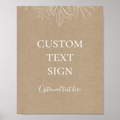 Rustic Winter  Kraft Cards and Gifts Custom Sign