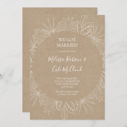 Rustic Winter  Kraft Elopement Announcement