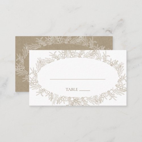 Rustic Winter  Kraft Flat Wedding Place Card