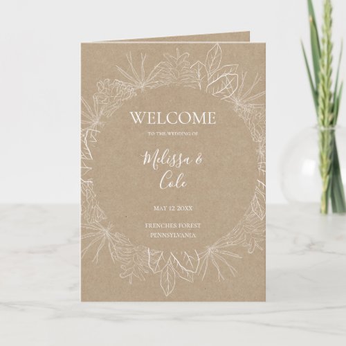 Rustic Winter  Kraft Folded Wedding Program