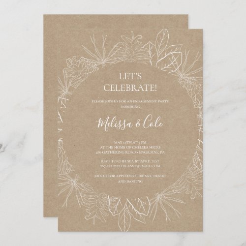 Rustic Winter  Kraft Lets Celebrate Invitation