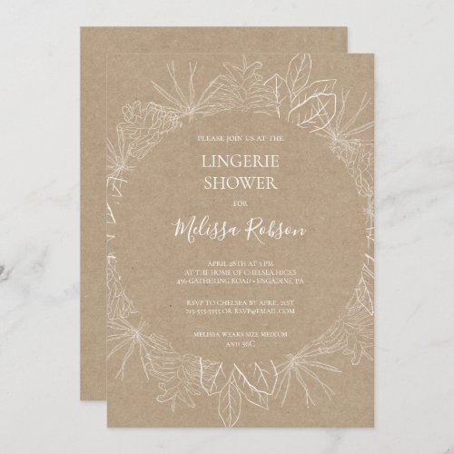 Rustic Winter  Kraft Lingerie Shower Invitation