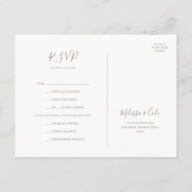 Rustic Winter | Kraft Menu Choice RSVP Card (Back)