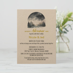 Rustic Winter Kraft Pine Trees Outdoor Wedding Invitation