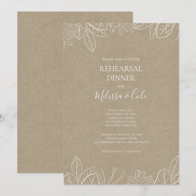 Rustic Winter | Kraft Rehearsal Dinner Invitation (Front/Back)