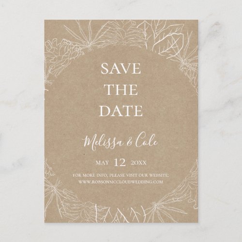 Rustic Winter  Kraft Save The Date Postcard