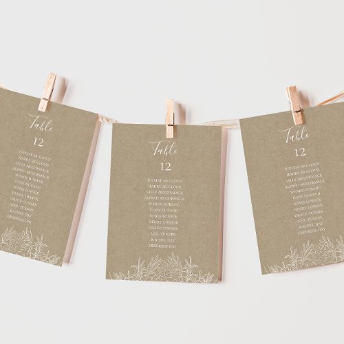 Rustic Winter  Kraft Table Number Seating Chart