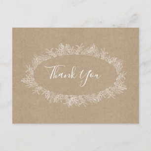 Rustic Winter Kraft Thank You Postcard